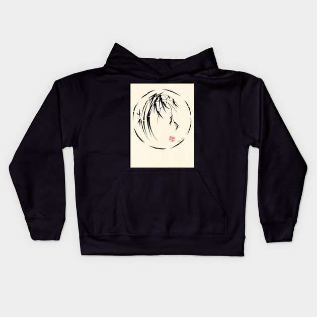 "Beauty" sumie ink brush pen painting Kids Hoodie by tranquilwaters